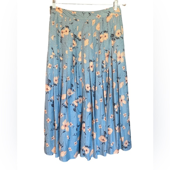 REBECCA TAYLOR Daniella Floral Pleated Jacquart Lagoon Combo Skirt, Size 6 - Picture 4 of 10